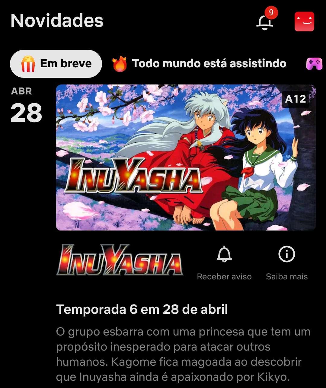 Netflix divulga previsão de estreia da 6ª temporada de InuYasha